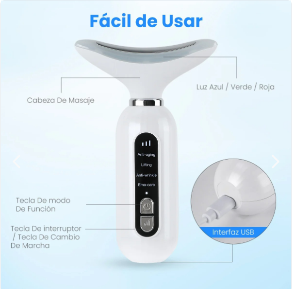 Masajeador Facial Cuello AntiEdad LED